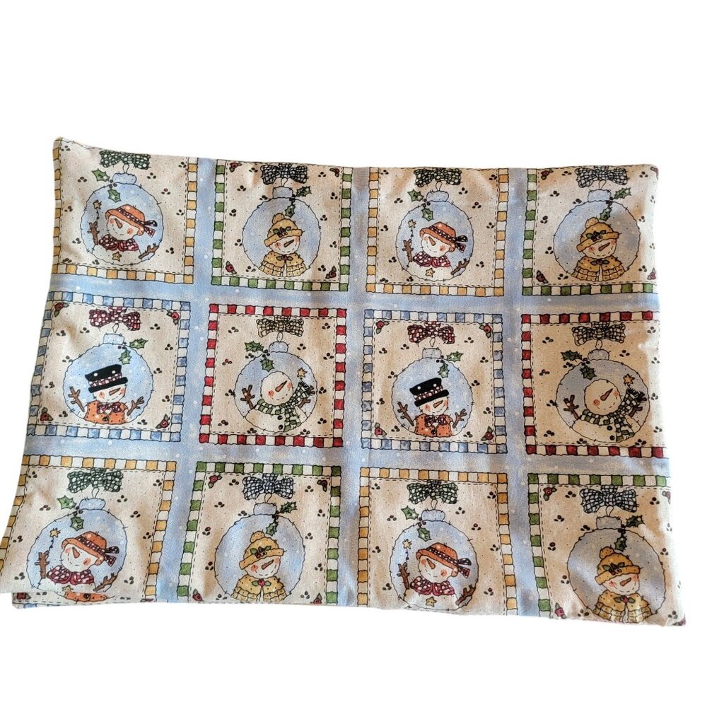 VTG 80s 90s Y2k Cottage core Snowman-Themed Quilted Placemats
